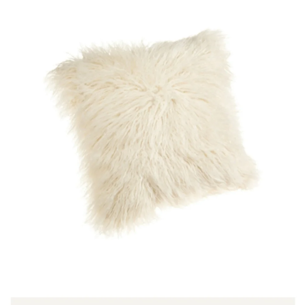 (2) NEW DIKOAINA MONGOLIAN FAUX FUR PILLOW COVER CUSHION CASE NATURAL COLOR